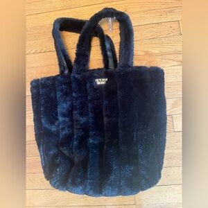 VS Faux Fur Plush Black Tote